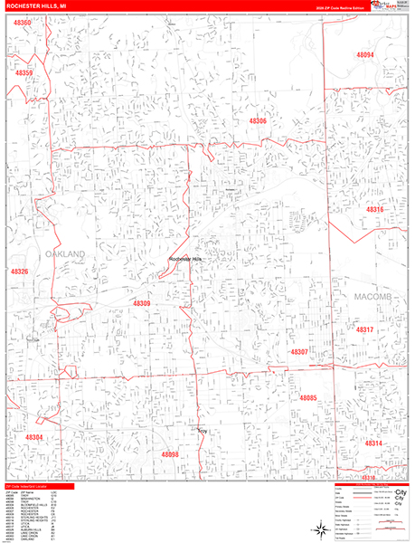 Rochester Hills, MI Zip Code Map